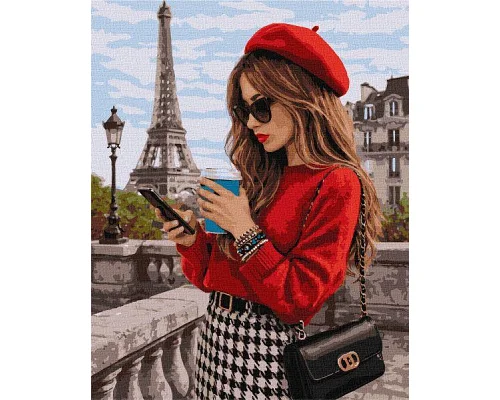 Картина за номерами Дівчина в Парижі art_selena_ua 40х50 Ідейка (KHO8763)
