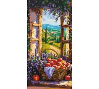 Картина за номерами Пейзаж Фруктовий кошик 40x80 см Оригамі (LW5133)