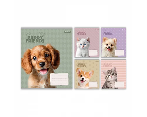Зошит шкільний 1Вересня Puppy friends А5 12 аркушів коса лінія (768778)