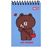 Блокнот Yes Line Friends Choco 100x150 з фігурною висічкою 60 аркушів клітинка (152247)