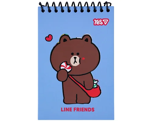 Блокнот Yes Line Friends Choco 100x150 з фігурною висічкою 60 аркушів клітинка (152247)
