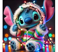 Алмазна мозаїка Стіч з гирляндою 20*20см Dreamtoys (S10342)
