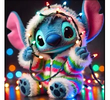 Алмазна мозаїка Стіч з гирляндою 20*20см Dreamtoys (S10342)