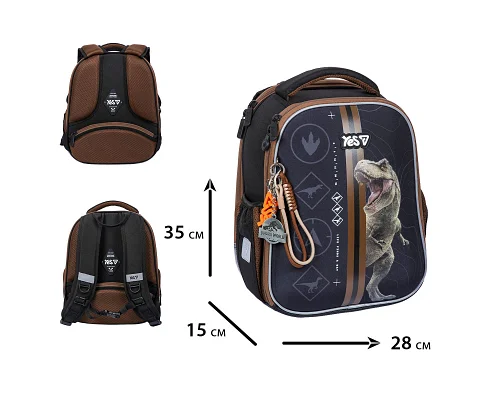 Рюкзак школьный каркасный Jurassic World Danger H-100S для мальчика 35 см YES (550224)
