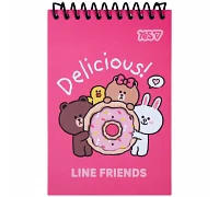 Блокнот Yes Line Friends Donut 100x150 с фигурной высечкой 60 листов клетка (152248)